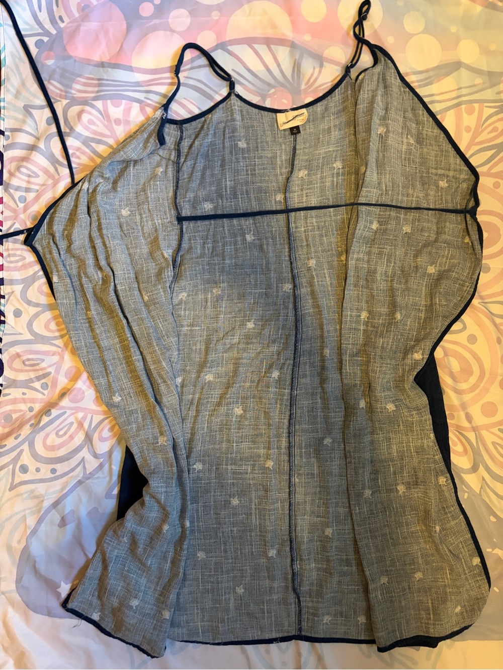 Navy Wrap Sundress with Tie Waist - Picture 3 of 4